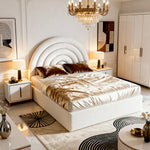 Belsogno 'Aurelia' Upholstered Bed Frame with Optional Ottoman Storage