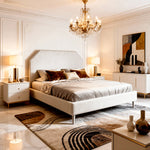 Belsogno 'Harrington' Bed - Geometric Upholstered Headboard