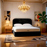Belsogno 'Savona' Upholstered Platform Bed with Curved Edges Headboard and Optional Ottoman Storage