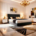 Belsogno 'Dolce Notte' Luxury Bed with Hand-Tufted Chesterfield Headboard and Optional Ottoman Storage