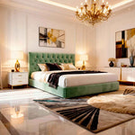 Belsogno 'Dolce Notte' Luxury Bed with Hand-Tufted Chesterfield Headboard and Optional Ottoman Storage