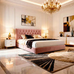 Belsogno 'Dolce Notte' Luxury Bed with Hand-Tufted Chesterfield Headboard and Optional Ottoman Storage