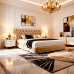 Belsogno 'Dolce Notte' Luxury Bed with Hand-Tufted Chesterfield Headboard and Optional Ottoman Storage