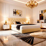 Belsogno 'Dolce Notte' Luxury Bed with Hand-Tufted Chesterfield Headboard and Optional Ottoman Storage