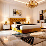 Belsogno 'Dolce Notte' Luxury Bed with Hand-Tufted Chesterfield Headboard and Optional Ottoman Storage