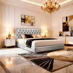 Belsogno 'Dolce Notte' Luxury Bed with Hand-Tufted Chesterfield Headboard and Optional Ottoman Storage