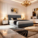 Belsogno 'Dolce Notte' Luxury Bed with Hand-Tufted Chesterfield Headboard and Optional Ottoman Storage