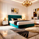 Belsogno 'Dolce Notte' Luxury Bed with Hand-Tufted Chesterfield Headboard and Optional Ottoman Storage