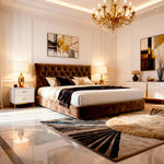 Belsogno 'Dolce Notte' Luxury Bed with Hand-Tufted Chesterfield Headboard and Optional Ottoman Storage