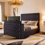 Belsogno 'Diamante' Chesterfield TV Bed in Charcoal Velvet