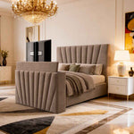 Belsogno 'Ventaglio' Fan-Tufted Velvet TV Bed with Hidden Footboard Lift