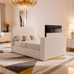 Belsogno 'Duna' Sculpted TV Bed with Curved Boucle Headboard