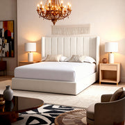 Belsogno 'Bellagio' Luxury Bed with Winged Headboard and Optional Ottoman Storage