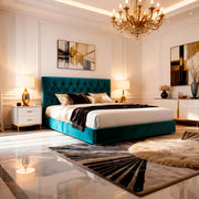 Belsogno 'Dolce Notte' Luxury Bed with Hand-Tufted Chesterfield Headboard and Optional Ottoman Storage