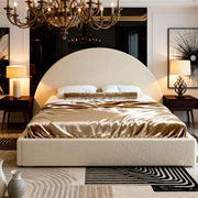 Belsogno Mezzaluna Bed with Circular Headboard and Optional Ottoman Storage