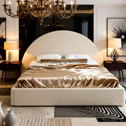 Belsogno Mezzaluna Bed with Circular Headboard and Optional Ottoman Storage
