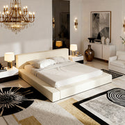 Belsogno 'Shindai' Japanese Inspired Upholstered Profile Bed with Optional Ottoman Storage