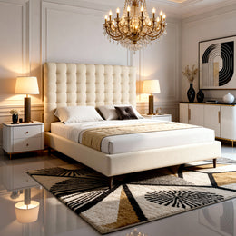 Belogno 'Venezia' Luxury Italian Bed with High Padded Headboard