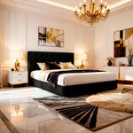 Belsogno 'Dolce Notte' Luxury Bed with Hand-Tufted Chesterfield Headboard and Optional Ottoman Storage