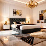 Belsogno 'Dolce Notte' Luxury Bed with Hand-Tufted Chesterfield Headboard and Optional Ottoman Storage