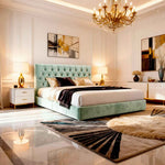 Belsogno 'Dolce Notte' Luxury Bed with Hand-Tufted Chesterfield Headboard and Optional Ottoman Storage
