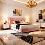 Belsogno 'Dolce Notte' Luxury Bed with Hand-Tufted Chesterfield Headboard and Optional Ottoman Storage