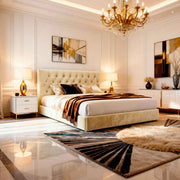 Belsogno 'Dolce Notte' Luxury Bed with Hand-Tufted Chesterfield Headboard and Optional Ottoman Storage