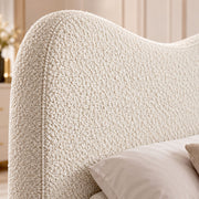 Belsogno 'Duna' Sculpted TV Bed with Curved Boucle Headboard