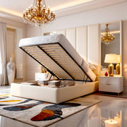Belsogno 'Palazzo' Bed with Extra High Vertical Tufted Headboard and Optional Ottoman Storage